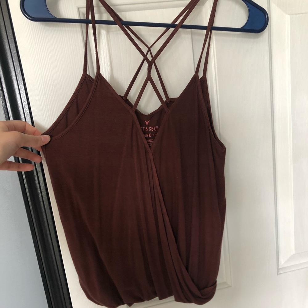 American Eagle Brown Tank Criss Cross